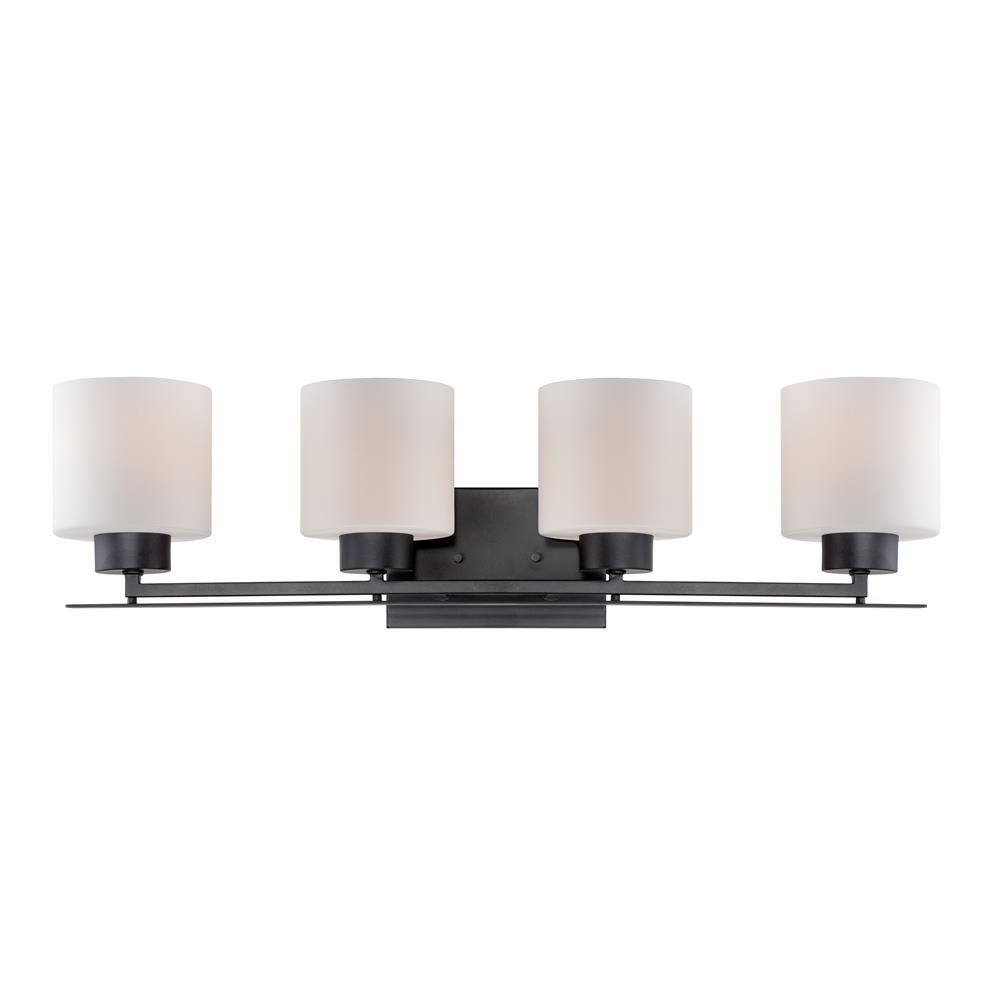 Nuvo Lighting 60/5304  Parallel - 4 Light Vanity Fixture with Etched Opal Glass in Aged Bronze Finish